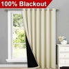 image:imageNICETOWN Full Shade Curtain Panel Energy Smart amp Noise Blocking Out Blackout Drape for Dining Room Window Thermal Insulated Guest Room Lined Window DressingSilver Gray 42 x 84 inchBeige
