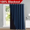 image:imageNICETOWN Full Shade Curtain Panel Energy Smart amp Noise Blocking Out Blackout Drape for Dining Room Window Thermal Insulated Guest Room Lined Window DressingSilver Gray 42 x 84 inchNavy