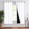 image:imageNICETOWN Full Shade Curtain Panel Energy Smart amp Noise Blocking Out Blackout Drape for Dining Room Window Thermal Insulated Guest Room Lined Window DressingSilver Gray 42 x 84 inchPure White