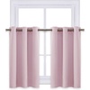 image:imageNICETOWN Kitchen Tiers Curtains for Small Window Bathroom 52 W x 30 L  Peacock Teal Blackout Thermal Insulated Grommet Curtains for Basement Short RV Camper 2 PanelsBaby Pink