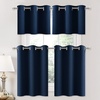 image:imageNICETOWN Kitchen Tiers Curtains for Small Window Bathroom 52 W x 30 L  Peacock Teal Blackout Thermal Insulated Grommet Curtains for Basement Short RV Camper 2 PanelsNavy
