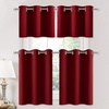 image:imageNICETOWN Kitchen Tiers Curtains for Small Window Bathroom 52 W x 30 L  Peacock Teal Blackout Thermal Insulated Grommet Curtains for Basement Short RV Camper 2 PanelsBurgundy Red