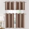 image:imageNICETOWN Kitchen Tiers Curtains for Small Window Bathroom 52 W x 30 L  Peacock Teal Blackout Thermal Insulated Grommet Curtains for Basement Short RV Camper 2 PanelsCappuccino