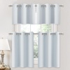 image:imageNICETOWN Kitchen Tiers Curtains for Small Window Bathroom 52 W x 30 L  Peacock Teal Blackout Thermal Insulated Grommet Curtains for Basement Short RV Camper 2 PanelsGreyish White