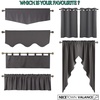 image:imageNICETOWN Kitchen Tiers Curtains for Small Window Bathroom 52 W x 30 L  Peacock Teal Blackout Thermal Insulated Grommet Curtains for Basement Short RV Camper 2 PanelsGrey