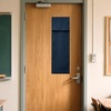 image:imageNICETOWN Lockdown Shade Classroom Curtains Privacy Small Window Curtains 8 x 36 Inch Long French Front Door Shades Tie Up Shades Window Coverings 1 Panel Olive GreenNavy