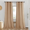 image:imageNICETOWN Semi Sheer Linen Burlap Curtains for Windows 96 inch Length 2 Panels Grommet Semi Sheer Balance Privacy Added with Light Filtering Vertical Drapes for BedroomLiving Room W55 x L96Camel