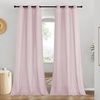 image:imageNICETOWN Semi Sheer Linen Burlap Curtains for Windows 96 inch Length 2 Panels Grommet Semi Sheer Balance Privacy Added with Light Filtering Vertical Drapes for BedroomLiving Room W55 x L96Blush Pink