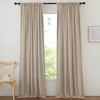 image:imageNICETOWN Semi Sheer Linen Burlap Curtains for Windows 96 inch Length 2 Panels Grommet Semi Sheer Balance Privacy Added with Light Filtering Vertical Drapes for BedroomLiving Room W55 x L96Hook Belt Camel