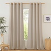 image:imageNICETOWN Semi Sheer Linen Burlap Curtains for Windows 96 inch Length 2 Panels Grommet Semi Sheer Balance Privacy Added with Light Filtering Vertical Drapes for BedroomLiving Room W55 x L96Taupe