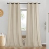 image:imageNICETOWN Semi Sheer Linen Burlap Curtains for Windows 96 inch Length 2 Panels Grommet Semi Sheer Balance Privacy Added with Light Filtering Vertical Drapes for BedroomLiving Room W55 x L96Angora
