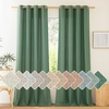 image:imageNICETOWN Semi Sheer Linen Burlap Curtains for Windows 96 inch Length 2 Panels Grommet Semi Sheer Balance Privacy Added with Light Filtering Vertical Drapes for BedroomLiving Room W55 x L96Olive Green