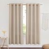 image:imageNICETOWN Semi Sheer Linen Burlap Curtains for Windows 96 inch Length 2 Panels Grommet Semi Sheer Balance Privacy Added with Light Filtering Vertical Drapes for BedroomLiving Room W55 x L96Taupe