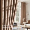 image:imageNICETOWN Semi Sheer Linen Burlap Curtains for Windows 96 inch Length 2 Panels Grommet Semi Sheer Balance Privacy Added with Light Filtering Vertical Drapes for BedroomLiving Room W55 x L96Gold Brown