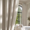 image:imageNICETOWN Semi Sheer Linen Burlap Curtains for Windows 96 inch Length 2 Panels Grommet Semi Sheer Balance Privacy Added with Light Filtering Vertical Drapes for BedroomLiving Room W55 x L96Cocoa Cream