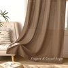 image:imageNICETOWN Semi Sheer Linen Burlap Curtains for Windows 96 inch Length 2 Panels Grommet Semi Sheer Balance Privacy Added with Light Filtering Vertical Drapes for BedroomLiving Room W55 x L96Gold Brown