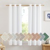 image:imageNICETOWN Semi Sheer Linen Burlap Curtains for Windows 96 inch Length 2 Panels Grommet Semi Sheer Balance Privacy Added with Light Filtering Vertical Drapes for BedroomLiving Room W55 x L96White