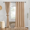 image:imageNICETOWN Semi Sheer Linen Burlap Curtains for Windows 96 inch Length 2 Panels Grommet Semi Sheer Balance Privacy Added with Light Filtering Vertical Drapes for BedroomLiving Room W55 x L96Camel