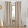 image:imageNICETOWN Semi Sheer Linen Burlap Curtains for Windows 96 inch Length 2 Panels Grommet Semi Sheer Balance Privacy Added with Light Filtering Vertical Drapes for BedroomLiving Room W55 x L96Taupe