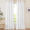 image:imageNICETOWN Semi Sheer Linen Burlap Curtains for Windows 96 inch Length 2 Panels Grommet Semi Sheer Balance Privacy Added with Light Filtering Vertical Drapes for BedroomLiving Room W55 x L96White