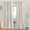 image:imageNICETOWN Semi Sheer Linen Burlap Curtains for Windows 96 inch Length 2 Panels Grommet Semi Sheer Balance Privacy Added with Light Filtering Vertical Drapes for BedroomLiving Room W55 x L96Natural