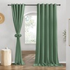 image:imageNICETOWN Semi Sheer Linen Burlap Curtains for Windows 96 inch Length 2 Panels Grommet Semi Sheer Balance Privacy Added with Light Filtering Vertical Drapes for BedroomLiving Room W55 x L96Olive Green