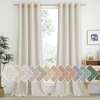 image:imageNICETOWN Semi Sheer Linen Burlap Curtains for Windows 96 inch Length 2 Panels Grommet Semi Sheer Balance Privacy Added with Light Filtering Vertical Drapes for BedroomLiving Room W55 x L96Natural