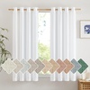 image:imageNICETOWN Semi Sheer Linen Burlap Curtains for Windows 96 inch Length 2 Panels Grommet Semi Sheer Balance Privacy Added with Light Filtering Vertical Drapes for BedroomLiving Room W55 x L96White