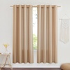 image:imageNICETOWN Semi Sheer Linen Burlap Curtains for Windows 96 inch Length 2 Panels Grommet Semi Sheer Balance Privacy Added with Light Filtering Vertical Drapes for BedroomLiving Room W55 x L96Camel