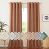 image:imageNICETOWN Semi Sheer Linen Burlap Curtains for Windows 96 inch Length 2 Panels Grommet Semi Sheer Balance Privacy Added with Light Filtering Vertical Drapes for BedroomLiving Room W55 x L96Caramel