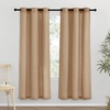 image:imageNICETOWN Semi Sheer Linen Burlap Curtains for Windows 96 inch Length 2 Panels Grommet Semi Sheer Balance Privacy Added with Light Filtering Vertical Drapes for BedroomLiving Room W55 x L96Camel