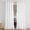image:imageNICETOWN Semi Sheer Linen Burlap Curtains for Windows 96 inch Length 2 Panels Grommet Semi Sheer Balance Privacy Added with Light Filtering Vertical Drapes for BedroomLiving Room W55 x L96White