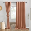 image:imageNICETOWN Semi Sheer Linen Burlap Curtains for Windows 96 inch Length 2 Panels Grommet Semi Sheer Balance Privacy Added with Light Filtering Vertical Drapes for BedroomLiving Room W55 x L96Caramel