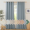 image:imageNICETOWN Semi Sheer Linen Burlap Curtains for Windows 96 inch Length 2 Panels Grommet Semi Sheer Balance Privacy Added with Light Filtering Vertical Drapes for BedroomLiving Room W55 x L96Stone Blue
