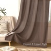 image:imageNICETOWN Semi Sheer Linen Burlap Curtains for Windows 96 inch Length 2 Panels Grommet Semi Sheer Balance Privacy Added with Light Filtering Vertical Drapes for BedroomLiving Room W55 x L96Brown