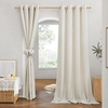 image:imageNICETOWN Semi Sheer Linen Burlap Curtains for Windows 96 inch Length 2 Panels Grommet Semi Sheer Balance Privacy Added with Light Filtering Vertical Drapes for BedroomLiving Room W55 x L96Natural