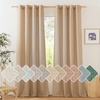 image:imageNICETOWN Semi Sheer Linen Burlap Curtains for Windows 96 inch Length 2 Panels Grommet Semi Sheer Balance Privacy Added with Light Filtering Vertical Drapes for BedroomLiving Room W55 x L96Camel