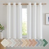 image:imageNICETOWN Semi Sheer Linen Burlap Curtains for Windows 96 inch Length 2 Panels Grommet Semi Sheer Balance Privacy Added with Light Filtering Vertical Drapes for BedroomLiving Room W55 x L96White
