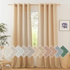image:imageNICETOWN Semi Sheer Linen Burlap Curtains for Windows 96 inch Length 2 Panels Grommet Semi Sheer Balance Privacy Added with Light Filtering Vertical Drapes for BedroomLiving Room W55 x L96Burlap