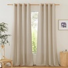 image:imageNICETOWN Semi Sheer Linen Burlap Curtains for Windows 96 inch Length 2 Panels Grommet Semi Sheer Balance Privacy Added with Light Filtering Vertical Drapes for BedroomLiving Room W55 x L96Angora
