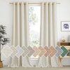 image:imageNICETOWN Semi Sheer Linen Burlap Curtains for Windows 96 inch Length 2 Panels Grommet Semi Sheer Balance Privacy Added with Light Filtering Vertical Drapes for BedroomLiving Room W55 x L96Natural