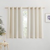 image:imageNICETOWN Semi Sheer Linen Burlap Curtains for Windows 96 inch Length 2 Panels Grommet Semi Sheer Balance Privacy Added with Light Filtering Vertical Drapes for BedroomLiving Room W55 x L96Natural