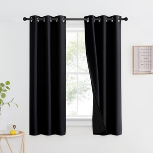 image:imageNICETOWN Full Shade Curtain Panel Energy Smart amp Noise Blocking Out Blackout Drape for Dining Room Window Thermal Insulated Guest Room Lined Window DressingSilver Gray 42 x 84 inchBlack
