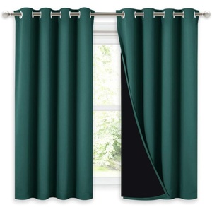 image:imageNICETOWN Full Shade Curtain Panel Energy Smart amp Noise Blocking Out Blackout Drape for Dining Room Window Thermal Insulated Guest Room Lined Window DressingSilver Gray 42 x 84 inchHunter Green
