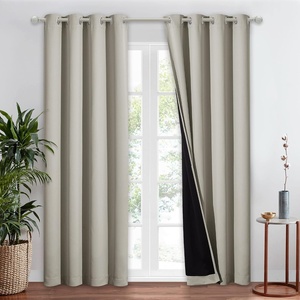 image:imageNICETOWN Full Shade Curtain Panel Energy Smart amp Noise Blocking Out Blackout Drape for Dining Room Window Thermal Insulated Guest Room Lined Window DressingSilver Gray 42 x 84 inchNatural
