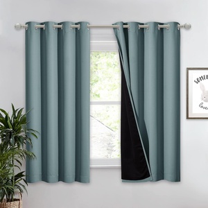 image:imageNICETOWN Full Shade Curtain Panel Energy Smart amp Noise Blocking Out Blackout Drape for Dining Room Window Thermal Insulated Guest Room Lined Window DressingSilver Gray 42 x 84 inchGreyish Blue