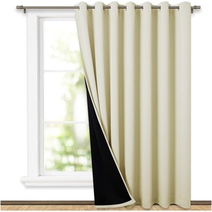 image:imageNICETOWN Full Shade Curtain Panel Energy Smart amp Noise Blocking Out Blackout Drape for Dining Room Window Thermal Insulated Guest Room Lined Window DressingSilver Gray 42 x 84 inchBeige