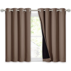 image:imageNICETOWN Full Shade Curtain Panel Energy Smart amp Noise Blocking Out Blackout Drape for Dining Room Window Thermal Insulated Guest Room Lined Window DressingSilver Gray 42 x 84 inchCappuccino