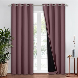 image:imageNICETOWN Full Shade Curtain Panel Energy Smart amp Noise Blocking Out Blackout Drape for Dining Room Window Thermal Insulated Guest Room Lined Window DressingSilver Gray 42 x 84 inchDry Rose