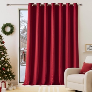 image:imageNICETOWN Full Shade Curtain Panel Energy Smart amp Noise Blocking Out Blackout Drape for Dining Room Window Thermal Insulated Guest Room Lined Window DressingSilver Gray 42 x 84 inchChristmas Red